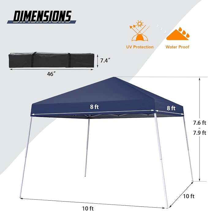 10x10FT Slant Leg Pop Up Canopy Tent, Portable Outdoor Shelter | 10x10FT Base - Image 4