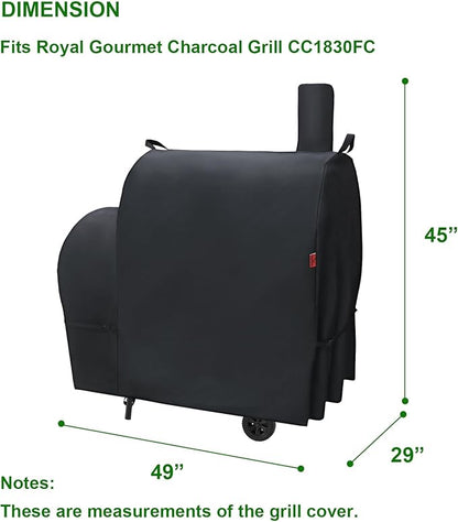 Outdoor Grill Cover for Royal Gourmet CC1830FC Barrel Charcoal Grill, 46" Waterproof 600D Heavy Duty BBQ Grill Cover, Cover Geny Charcoal Grill Covers Fit Royal Gourmet CC Series Grills.