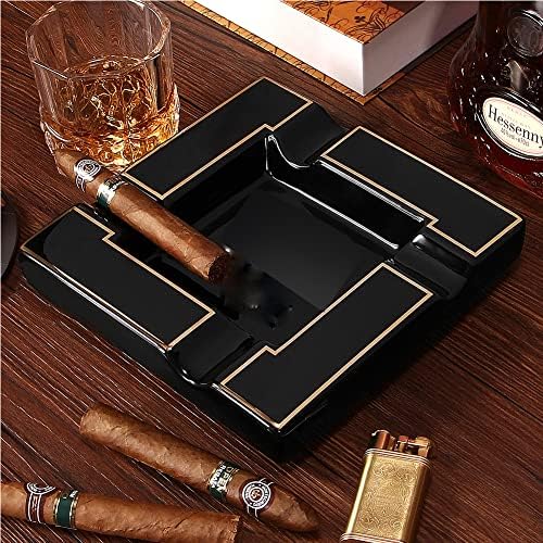 Cigar Ashtray Large Ceramic Cigarettes Ash Tray Black Cigars Ashtrays - Image 5