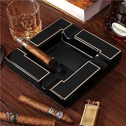 Cigar Ashtray Large Ceramic Cigarettes Ash Tray Black Cigars Ashtrays - Image 5