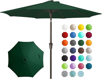 JEAREY 9FT Outdoor Patio Umbrella, Market Umbrella, Dark Green | Outdoor Table by JEAREYOutdoorsCollection