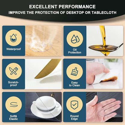 Wipeable Clear PVC Table Cover Protector Rectangular Plastic Desk Pad Mat Waterproof Vinyl Table Top Protector for Writing Desk End Table Dinner Table Kitchen Countertop 18x72" or Trim for 70" or 68"