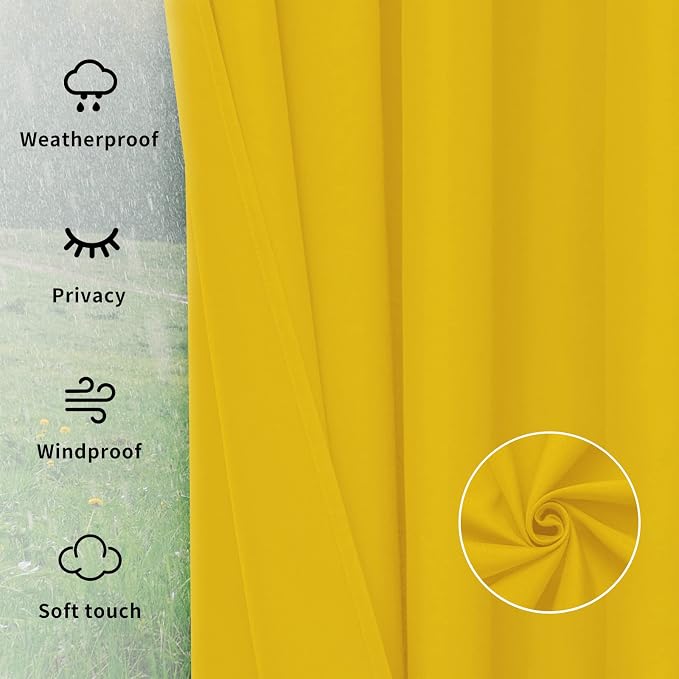 Easy-Going Outdoor Curtains for Patio 1 Panel, 110x84 inch, Weatherproof - Image 6