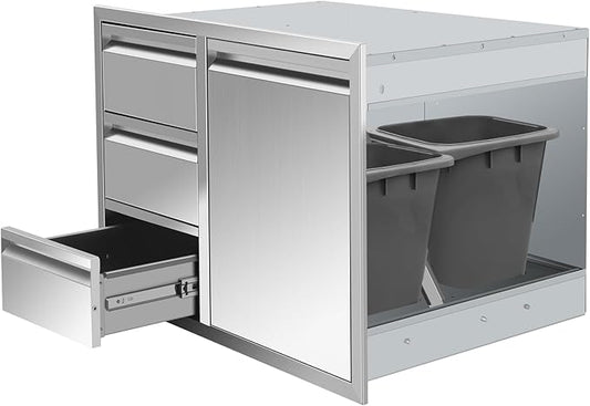 Outdoor Kitchen Drawer Combo, BBQ Access Door Drawers Combo With Stainless Steel, Perfect For BBQ Grill Station Outdoor Kitchen Storage Cabinet,G2