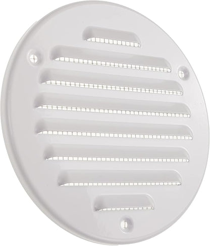 Vent Systems - 4 Inch (Inner) Pack of 2 White Metal Round Soffit Air Vent Grille Cover, Register air Vent Deflector, Louver - Built-in Mesh - HVAC for Bathroom, Home Office, Kitchen 5 Inch (Outer)