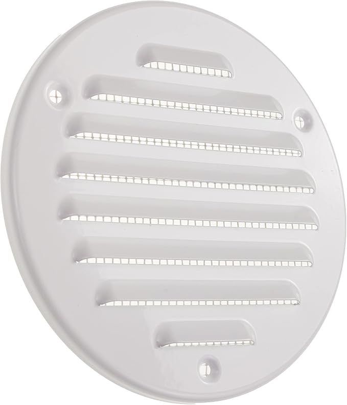 Vent Systems - 4 Inch (Inner) Pack of 5 White Metal Round Soffit Air Vent Grille Cover, Register air Vent Deflector, Louver - Built-in Mesh - HVAC for Bathroom, Home Office, Kitchen 5 Inch (Outer)