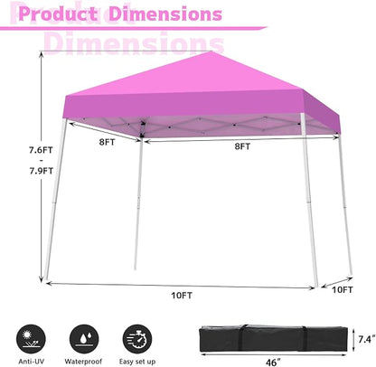 10x10FT Slant Leg Pop Up Canopy Tent, Portable Outdoor Shelter | 10x10FT Base - Image 4