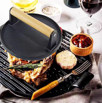 Burger Press 6.8" Round Heavy Duty Cast Iron Hamburger Press - Image 4
