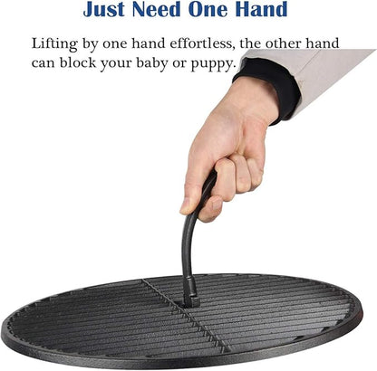KAMaster Grill Grate Lifter Cast Iron Cooking Grid Lifter Kamado Grill Accessories Compatible with Big Green Egg,Primo Kamado Charcoal Grill Smoker Set for Moving Hot Plate