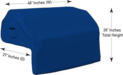 Covers & all Built-in Grill Cover Made of 18 Oz Waterproof Fabric with Air Pocket & Elastic for Snug Fit (48" W x 27" D x 26" H Inches, Blue)