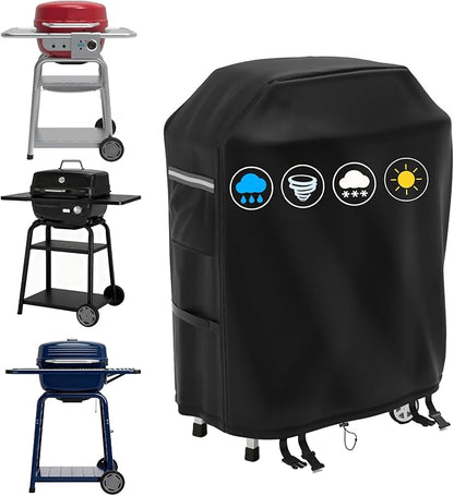 Grill Cover for CharBroil Bistro Pro Electric Grill Griddle,Heavy-Duty 600D Waterproof BBQ Griddle Cover with White Reflective Handles for Char-Broil Models 25302145 25302146