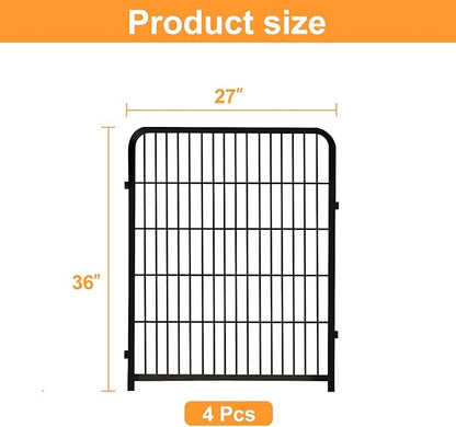 Garden Fencing 36 Inch High, 4 Panels Total 8.9 Ft(L) Dog Fence Outdoor for Yard, 4 One-Sided Plate, No Door, Anti Dig Fence Barrier, Dog Pen, Rabbit Fences, Garden Fences and Borders
