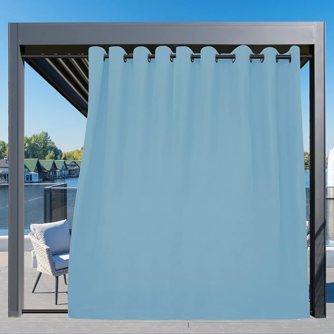 Easy-Going Outdoor Curtains for Patio 1 Panel, 150x96 inch, Sky Blue | - Image 3