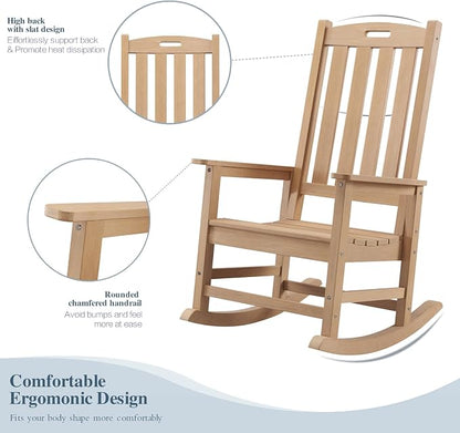 Oversized Outdoor Rocking Chair, HDPE Porch Rocker | High Back Rocking Chairs - Image 4