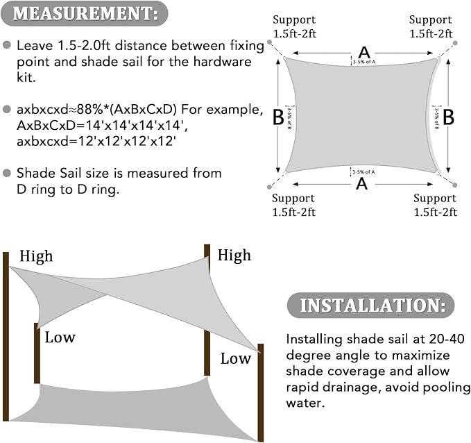 Shade&Beyond 6'x6' Sun Shade Sail Canopy Square, UV Block Breathable Curved - Image 6
