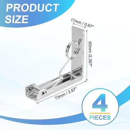 uxcell 4 Pack Tablecloth Clips, Stainless Steel Table Cloth Cover Clamps, 2.87" x 2.36" Windproof Holder Clips for Home Party Picnic Wedding Camping Dining Tables, Silver
