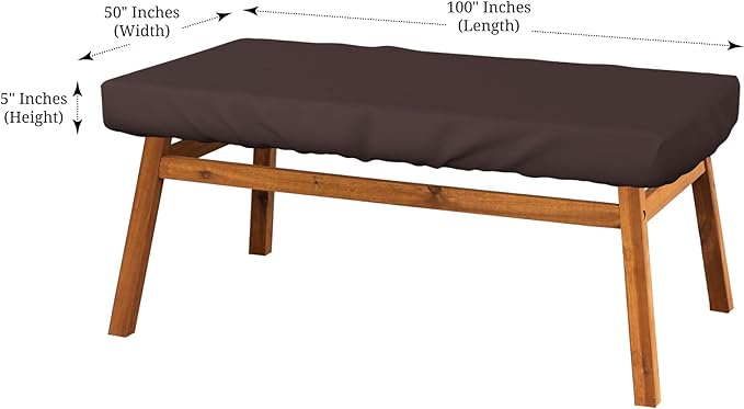 Covers & All Rectangle Table Top Cover, 12 Oz Waterproof UV & Weather Resistant Patio Table Cover, Outdoor Table Cover for Patio Furniture (100" L x 50" W x 5" H, Coffee)