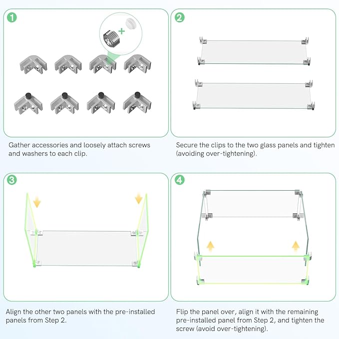20.5 x 20.5 x 6 Inch Glass Wind Guard for Propane Gas Fire Pit Table, Square Thick Tempered Glass Shield, Firepit Glass Barrier with Aluminum Corner Bracket & Rubber Feet
