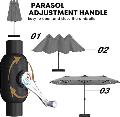 15ft Double-Sided Rectangle Patio Umbrella - Image 10