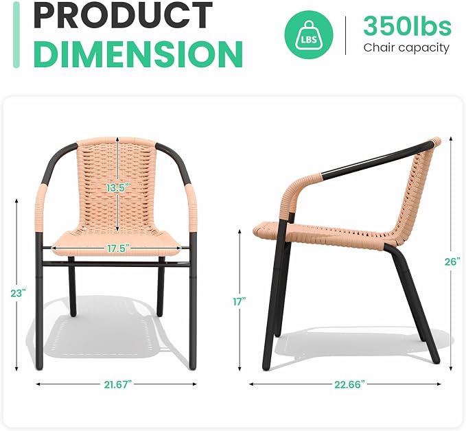 JEAREY Outdoor Patio Rattan Dining Chairs Set of 4, All Weather Stackable - Image 3