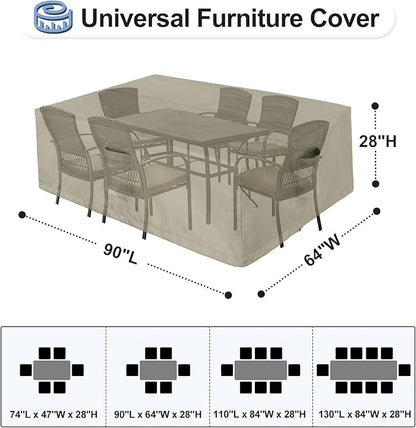 OutdoorLines Outdoor Waterproof Patio Table Furniture Set Covers - Rectangle Couch Sectional Cover Outside Weatherproof Patio Furniture Covering for Deck, Lawn and Backyard 90"L x 64"W x 28"H, Camel