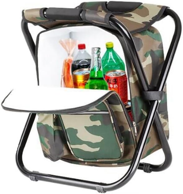 Bright starl Multifunction Folding Cooler and Stool Backpack, Hiking Camouflage Seat Table Bag Camping Gear for Outdoor Indoor Fishing Travel Beach