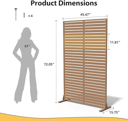 Privacy Fence Screen with Stand 6 Panel 72" H×47" W HDPE Decorative Panels with Steel Poles and Stand, Air Conditioner Fence Panels, Privacy Screen for Outdoor Backyard, Balcony, Pool