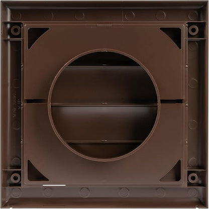 Plastic 4" Brown Dryer Vent Cover with Flange - Exhaust Ventilation Grille with Shutters - Louvered Air Vent for Bathroom, Kitchen, Garage various Ventilation Systems Ø3.9" / 7.5" x 7.5"