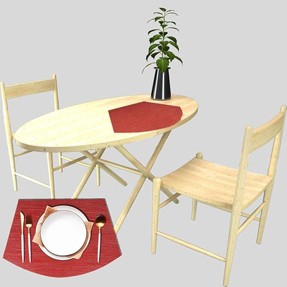 PIGCHCY Wedge Shaped Placemats Set of 6 with Centerpiece Round Mats Washable Kitchen Placemats Heat-Resistant Table Mats (Burgundy Red)