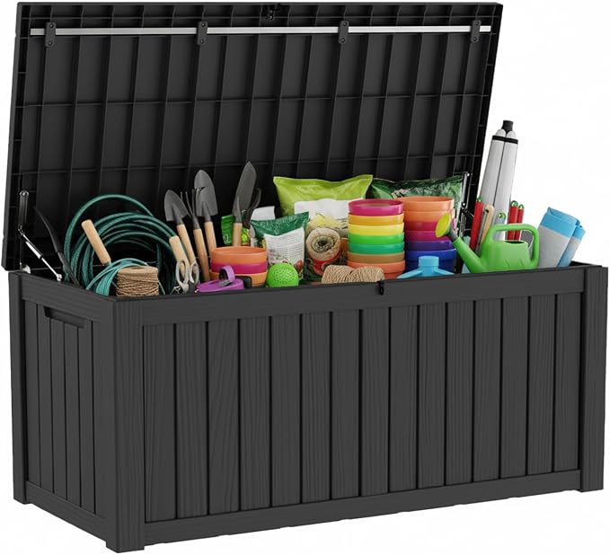 120 Gallon Resin Deck Box, Package Delivery Box by LAUSAINTHOME