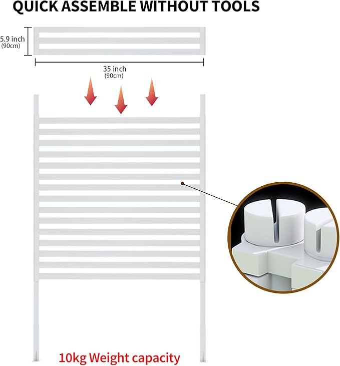 Outdoor Privacy Screen Fence with Feet Stand 3FT x 6FT, Freestanding Fence Privacy Screen for Outside, Metal Pipes and Slats Panels Divider Stake for Garden Patio Balcony Backyard White