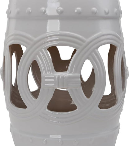 Outsunny 14" x 17" Ceramic Garden Stool Strong Glazed Material White | - Image 8