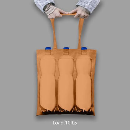 TOPDesign 6-Pack Economical 16"x15" Khaki Cotton Tote Bags, Lightweight Medium Reusable Grocery Shopping Cloth Bags, Suitable for DIY, Advertising, Promotion, Gift, Activity