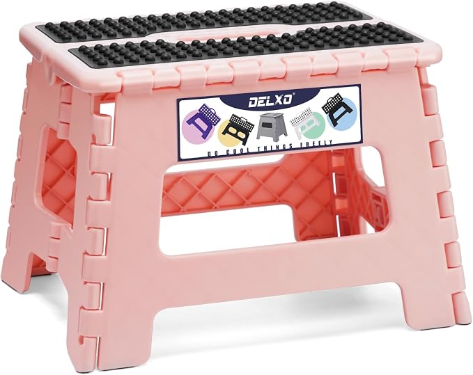 Delxo 9 Inch Kids Step Stool, 300 Lbs Folding Step Stool by Delxo