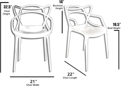 2xhome Modern Dining Chair | Stackable Indoor or Outdoor Entangled Side Chair | - Image 3