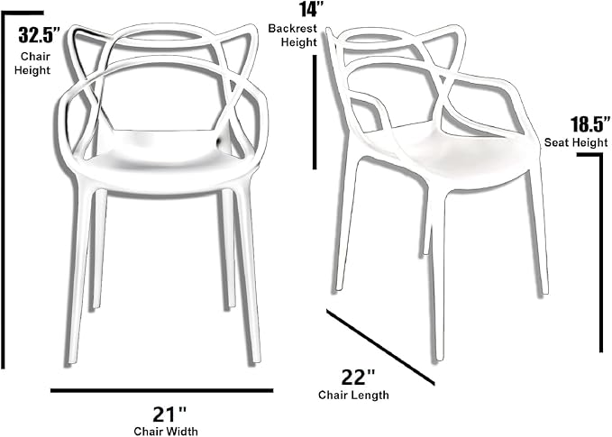 2xhome Modern Dining Chair | Stackable Indoor or Outdoor Entangled Side Chair | - Image 2