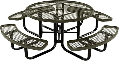 COATEDOUTDOORFURNITURE Heavy-Duty Portable Outdoor Kids Table with Umbrella Hole, Expanded Metal Kids Picnic Table, Commercial-Grade, Made in America (46 in, Round, Childrens, Textured Gold Vein)