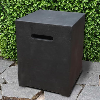 Elementi Granville Fire Pit Bundle Outdoor Firepit Set Includes 60” Dark Grey Propane Concrete Firepit Table, Glass Windscreen, Stainless Steel Cover, Canvas Cover, Floor Mat, Ice Bucket