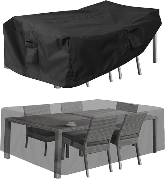 PureFit Patio Furniture Covers, Outdoor Table Furniture Cover Waterproof Rectangle, Patio Sectional Couch Set Cover for Deck, Lawn and Backyard, UV Resistant, 90"L x 64"W x 28"H, Black