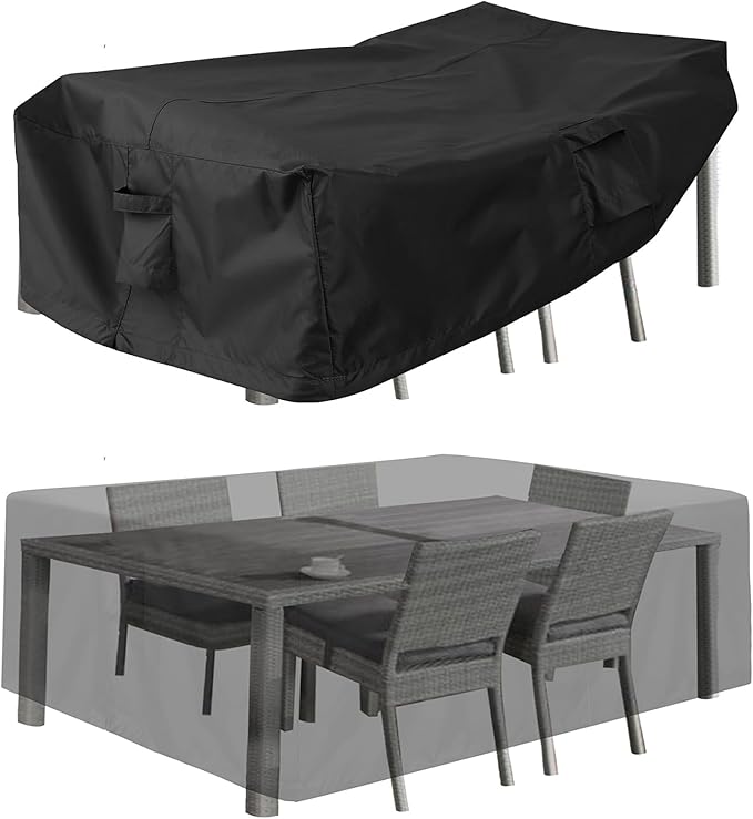 PureFit Patio Furniture Covers, Outdoor Table Furniture Cover Waterproof Rectangle, Patio Sectional Couch Set Cover for Deck, Lawn and Backyard, UV Resistant, 126"L x 63"W x 28"H, Black