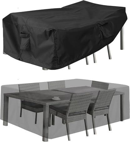PureFit Patio Furniture Covers, Outdoor Table Furniture Cover Waterproof Rectangle, Patio Sectional Couch Set Cover for Deck, Lawn and Backyard, UV Resistant, 126"L x 63"W x 28"H, Black