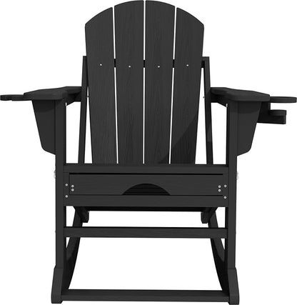 Adirondack Rocking Chair with Ottoman and Cup Holders | HDPE Porch Rocker - Image 8