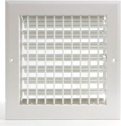 6"w X 6"h Adjustable AIR Supply Diffuser - HVAC Vent Cover Sidewall or Ceiling - Grille Register - High Airflow - White [Outer Dimensions: 7.75"w X 7.75"h]