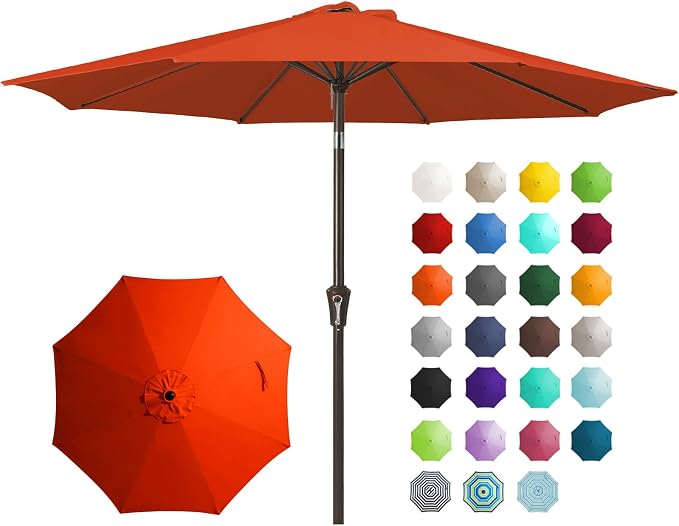 JEAREY 9FT Outdoor Patio Umbrella, Market Umbrella, Tilt & Crank UV Protection by JEAREYOutdoorsCollection