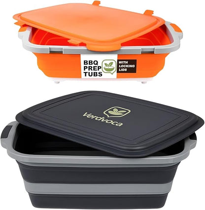 30L Orange & 16L Black Collapsible BBQ Prep Tub