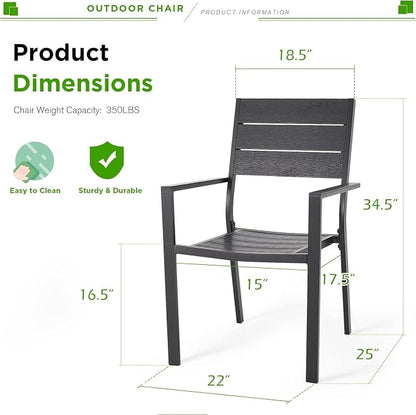 AECOJOY 4 Pieces Outdoor Dining Chairs, Aluminum Frame Stackable Patio Chair - Image 3