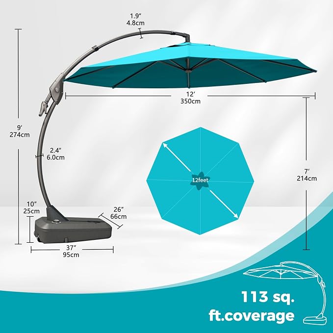 Grand patio 12FT Sunbrella Round Cantilever Umbrella - Image 3
