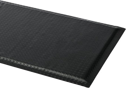 2 x 6 FT Anti Fatigue Mats Industrial 15/16 Inch Thick Soft Sponge Ergonomic Mat Durable Heavy Duty Diamond Plate for Standing Non Slip Industrial Grade Floor Mat for Leg & Back Pain(Black)