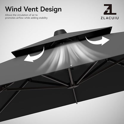 9x12FT Grey Cantilever Outdoor Patio Umbrella - Image 7