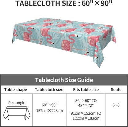 Worltoldb Flamingo Palm Leaf Tablecloths Polyester Table Cloth for Kitchen Dinning Table Washable Table Cover for Parties Wedding Picnic